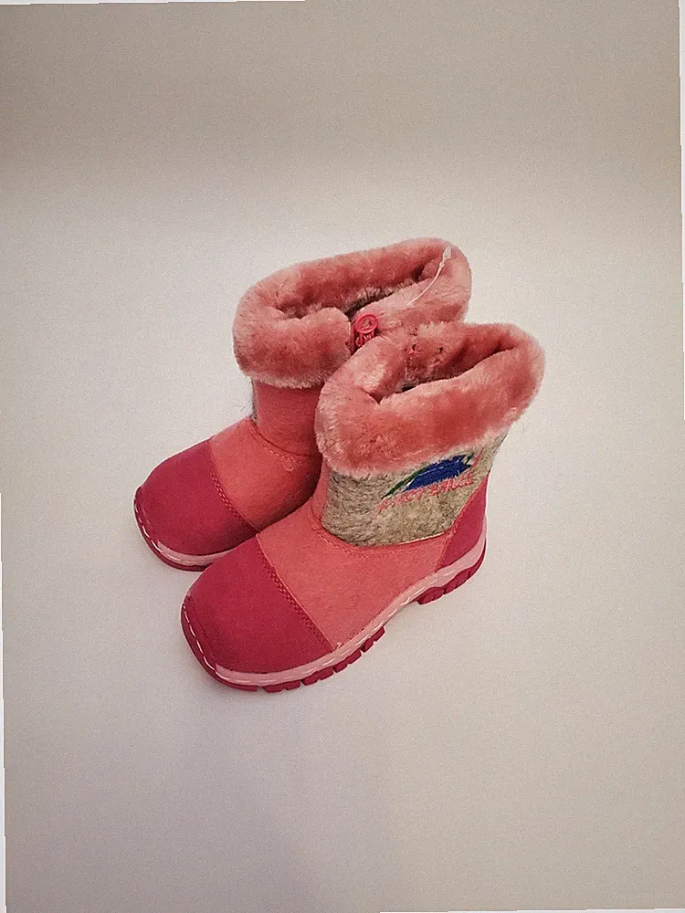 Girl's ‘Leopard' Pink Wool Shearling Snow Boot Valenki Sz 11.5 US / 29 EU NWOB