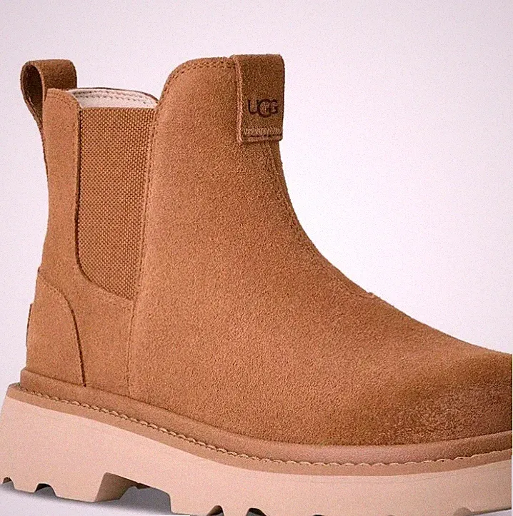 Mens UGG Chelsea Lug Twinsole Chestnut Suede & Sheepskin Boots Sz 13 New In Box